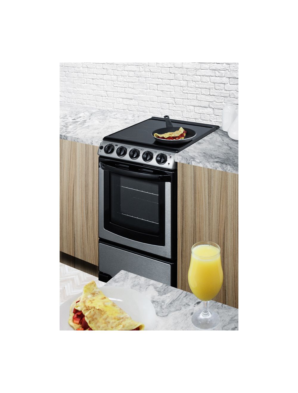 Summit 20 Wide Electric Smooth-Top Range in Stainless Steel - REX2071SSRT
